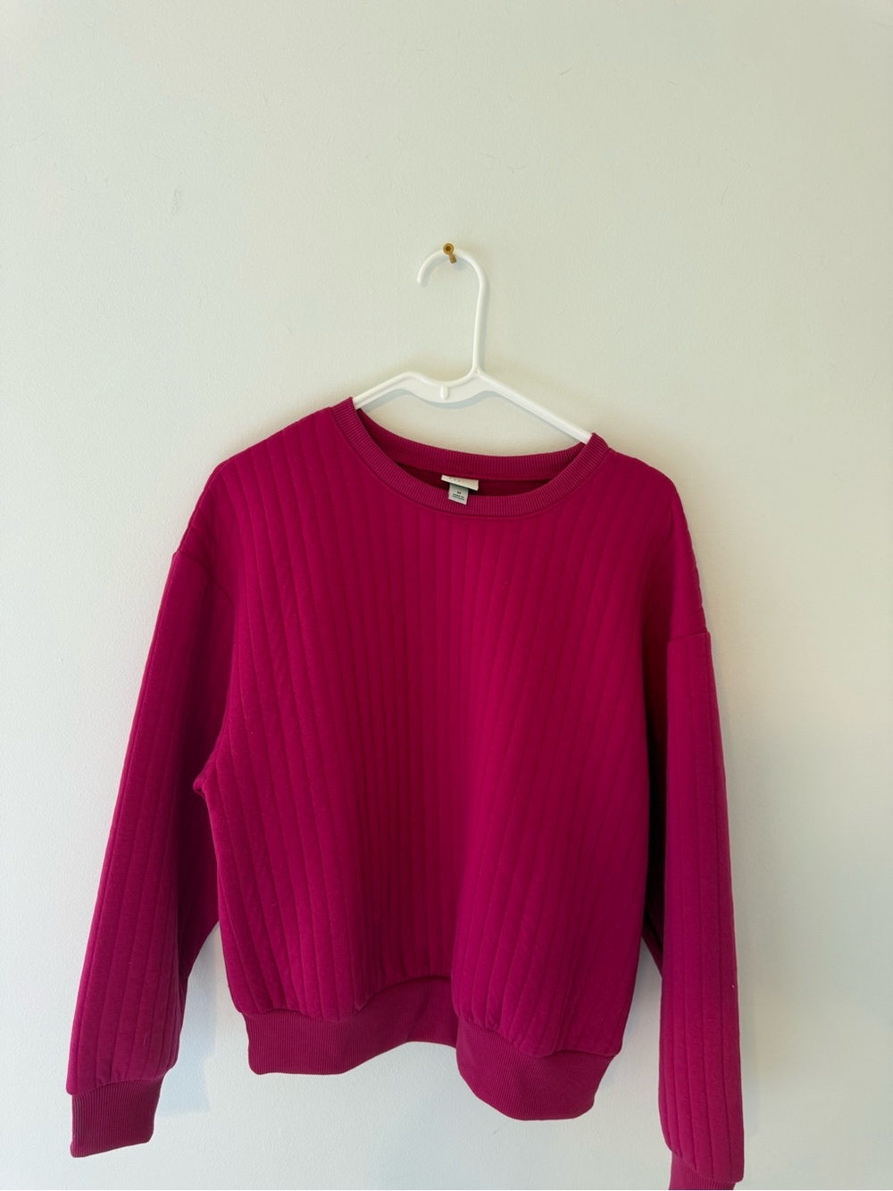 A New Day Women's Pink Ribbed Crewneck Sweater- Medium